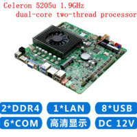 Industrial mainboard 10th generation processo Celeron 5205u 1.9GHz AIO Mini PC Motherboard 6*232 COM USB Mini-ITX Size 17CM
