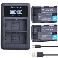 Batmax 2650mah LP-E6N LPE6 LP-E6 Battery+LED Dual Charger For Canon EOS 5DS R 5D Mark II 5D Mark III 6D 7D 80D EOS R R5 R6 RP