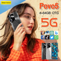 Global VER Povo5 5G Smart Phone Deca-core 4GB+64GB 7.3 Inch Smart Phones Android 13 Mobile Phone 8800mAh Battery Face lD