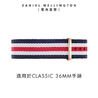 Daniel Wellington DW 錶帶 Classic Canterbury 18mm細紋藍白紅織紋錶帶-玫瑰金 DW00200030