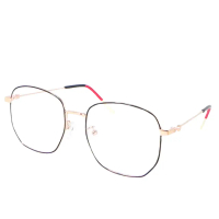 【Docomo】多功能抗藍光眼鏡　頂級金屬鏡框　繽紛金色系　最新時尚多邊形眼鏡　抗UV400(藍光眼鏡)