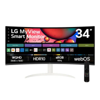 【LG 樂金】34SR60QC-W 34型 VA 2K 21:9 100Hz 曲面智慧螢幕(搭載 webOS/IoT 操控/AirPlay 2/隨智慧遙控器)