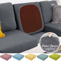 Solid Polar Fleece Sofa Cover Elastic Jacquard Sofa Seat Cover Spandex L-shape Couch Corner Cover Living Room Washable Protector