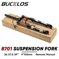BUCKLOS MTB Air Suspension Fork 120mm Travel 26/27.5/29inch Mountain Bike Fork Remote/Manual Lockout 9mm QR Bicycle Fork