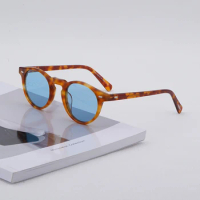 47 Size Quality Gregory Peck Vintage Acetate Round Sunglasses Designer Men Women Sun Glasses OV5186 Eyeglasses