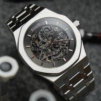 FIBER 法柏 競速先鋒系列 骨雕鏤空機械腕錶-銀 FB8017-2-01