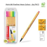 Desklife Stabilo Fineliner 6pcs Neon Colour Point 88 Fineliner Pen Needle Tip 0.4mm Wallet - (6s/SET