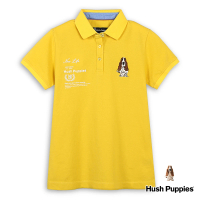 【Hush Puppies】女裝 POLO衫 運動風品牌英文印花刺繡狗POLO衫(黃色 / 43201102)