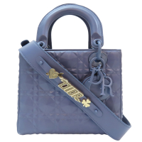 【二手名牌BRAND OFF】DIOR 迪奧【再降價】藍色 霧面皮革 LADY DIOR SMALL 两用包