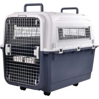 Plastic Kennels Rolling Plastic Airline Approved Wire Door Travel Dog Crate House for Dogs Kennel Supplies Products Freight free