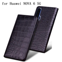 New Crocodile Phone Case for Huawei Nova 6 Nova6 5G Verison Luxury Genuine Leather Protective Flip Shell Skin Nova 6 for Huawei