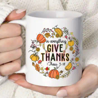 In Everything Give Thanks Coffee Mug Photo Text Ceramic Cups Creative Cup Cute Mugs Personalized Gifts for Her Him Women Men