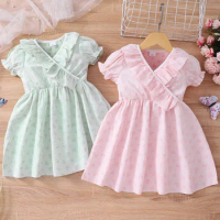 New In Dress for Girls Love Heart Printed Cute Little Girls' Dresses Kids Birthday Princess Pretty Lovely Dress 1-6 Yrs Children