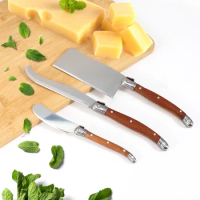 3pcs Laguiole Cheese Knife Set Solid Rosewood Handle Butter Spreader Stainless Steel Butter Knife Cheese Tools