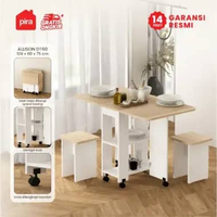 PIRA - ALLISON DT120 Meja Makan Set Lipat DT60 White-PO