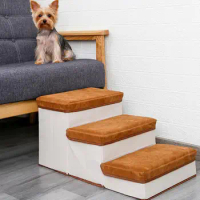 Pet Ladder 3 Step Foldable Flannel Multifunctional Dog Ramp Stairs for Puppy Dog Trainings Pet Products Supplies