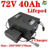 Batterie au lithium étanche pour vélo et scooter, batterie LiFePO4, BMS 24S, vélo, véhicule 8.5, chargeur 5A, 72V, 40Ah, 5000W,