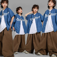 Children's Street Dance Trendy Outfit Boys Hip Hop Japanese Style Short Sleeve Girls Street Dance Se