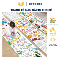 Tranh tập tô màu dán tường cho bé, có thể cắt hình dán làm kỉ niệm loại 3 mét, tranh dài QTBooks