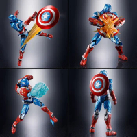 New Bandai Original Shf Anime Marvel The Avengers Captain America Action Figure Doll Collectible Room Ornaments Model Toys Gift