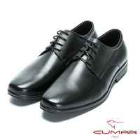 CUMAR 超輕柔韌大底 舒適真皮綁帶皮鞋-黑色