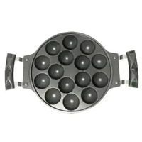 Cetakan Takoyaki Loyang Teflon 15 Lubang Diameter 23cm Anti Lengket dengan Penutup Kaca