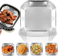 100 PCS Aluminum Foil Air Fryer Liners Non-stick Air Fryer Paper Liner Oil-proof Water-proof Air Fry