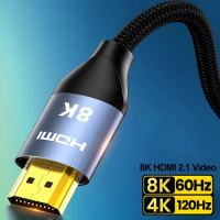 8K HDMI-Compatible Cable for Xiaomi TV Box PS5 USB HUB Ultra High Speed Certified 8K@60Hz Cable 48Gbps eARC Dolby Vision