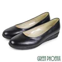 【GREEN PHOENIX】女 平底鞋 便鞋 寬楦 全真皮 小坡跟 OL通勤 上班 面試 台灣製