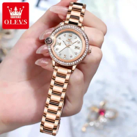 OLEVS 5588 Quartz Fashion Watch Round-dial Stainless Steel Watchband Calendar