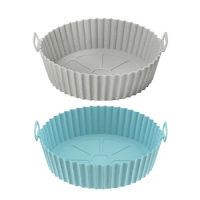 2Pcs Heat Resistant Silicone Pot Air Fryers Oven Baking Tray Replacement Silicone Air Fryers Liners Dishwasher Safe