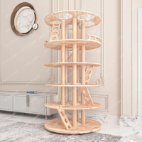 Honey Pot Cat Climbing Rack Cat Nest Cat Tree Integrated Super Large Solid Wood Cat Display Stand Cat Rack for Cat Coffee