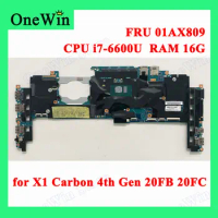 01AX809 for X1 Carbon 4th Gen 20FB 20FC ThinkPad Lenovo Laptop 14282-2M LRV1 MB 448.04P15.002M Full Tested CPU i7-6600U RAM 16GB