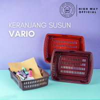 HIGH WAY - Keranjang Susun Vario RK 98 Tempat Penyimpanan Rak Plastik Serbaguna dokumen alat tulis k