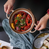 日式湯碗大號陶瓷碗雙耳湯碗創意面碗日式沙拉碗家用湯盆餐具大碗