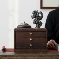 黑胡桃木實木普洱茶盒多層茶葉罐儲茶餅收納盒柜復古抽屜式分茶盤
