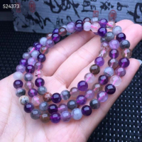 Natural Purple Auralite 23 Cacoxenite 3 Laps Bracelet Gold Rutilated Quartz 6mm Clear Beads Bangle Women Men AAAAAA