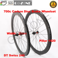 Carbon 700c Wheelset Disc Brake Clincher Tubeless Tubular Light Ratchet System DT Swiss 240 Pillar 1420 Road Bike Wheels