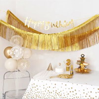 New Tassel Rain Silk Curtain Creative Birthday Party Door Curtain Pull Flower Banner PanParty Stage