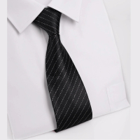 【拉福】黑銀絲8CM寬版領帶拉鍊領帶