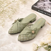 Sandal Pesta Kondangan Formal Bridesmaid 5cm Brokat - Heels 3cm 37 Navy Blue
