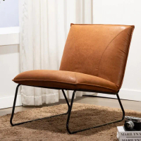 【E-home】Sanorita聖娜莉塔工業風復古休閒椅 棕色(休閒椅 網美椅 會客椅)