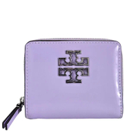 【TORY BURCH】TB BRITTEN 金屬縷空亮皮拉鍊短夾(紫羅蘭/贈原廠紙袋/母親節送禮)