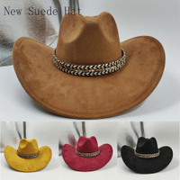 2023ใหม่ Suede Western Denim หมวกสุภาพบุรุษแจ๊สหมวกสำหรับชายหญิงกว้าง Brim Upset ปานามา Sombrero Hombre Fedora หมวก Fashion6999