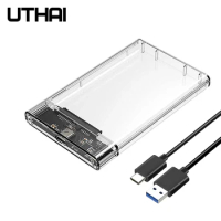 UTHAI T09 USB3.0/Type C 2.5'' Hard Drive Enclosure Transparent Mobile HDD Box USB3.1 SSD Case Portable Hardisk With USB C Cable