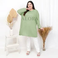 TUNIK KAOS JUMBO POLOS - TUNIK KAOS WANITA POLOS LD 120 cm - LD 130 cm - LD 140 cm 2XL SAGE