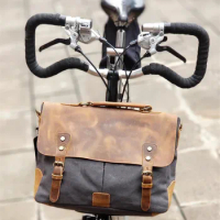 folding bike retro bag horse leather leisure carrier frame bag for brompton birdy carrier bag shoulder bag leather