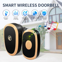 RF 433MHz Wireless Doorbell Home Smart Door Bell 38 Songs Ringtone Chime Calls With Battery 150M Long Distance For Home Store