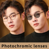 Photochromic Reading Glasses for Men Women Metal Round Frame Rearders Eyeglasses Sunglasses ，Presbyopic glasses