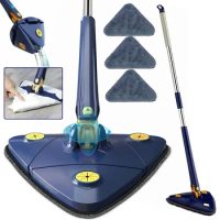 NEW Extended Triangle Mop 360 Twist Squeeze Wringing XType Window Glass Toilet Bathrrom Floor Household Cleaning Ceiling Dusting